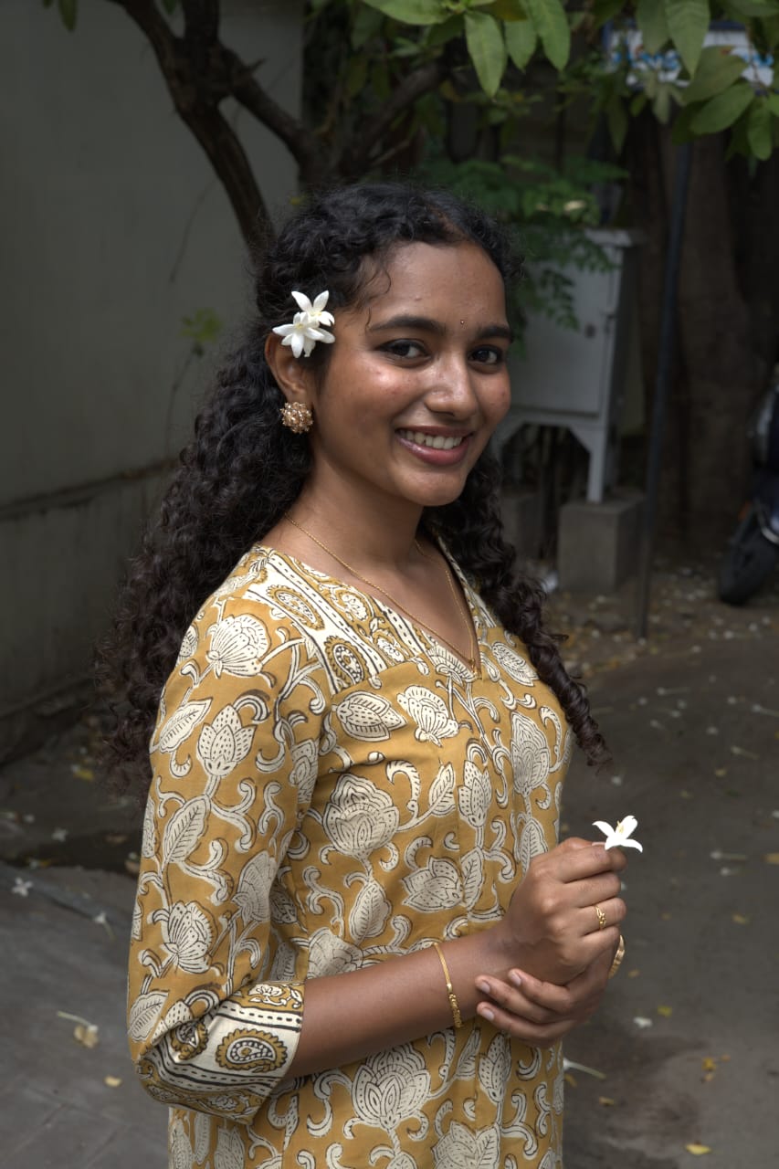 Mustard Yellow kalamkari with border Prints kalamkari