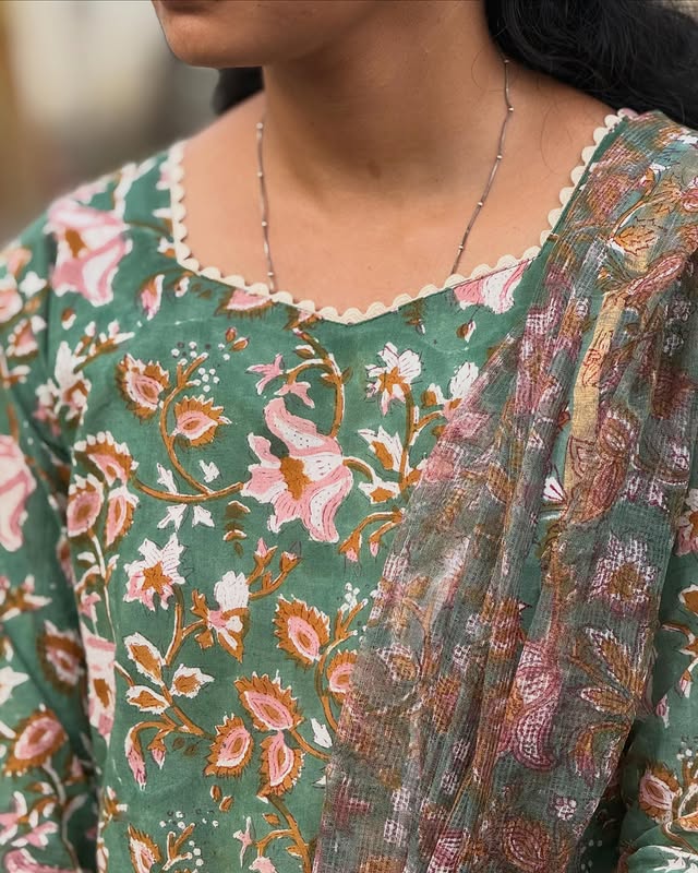 GREEN dupatta set