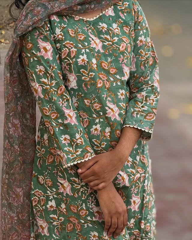GREEN dupatta set