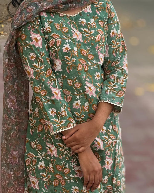 GREEN dupatta set